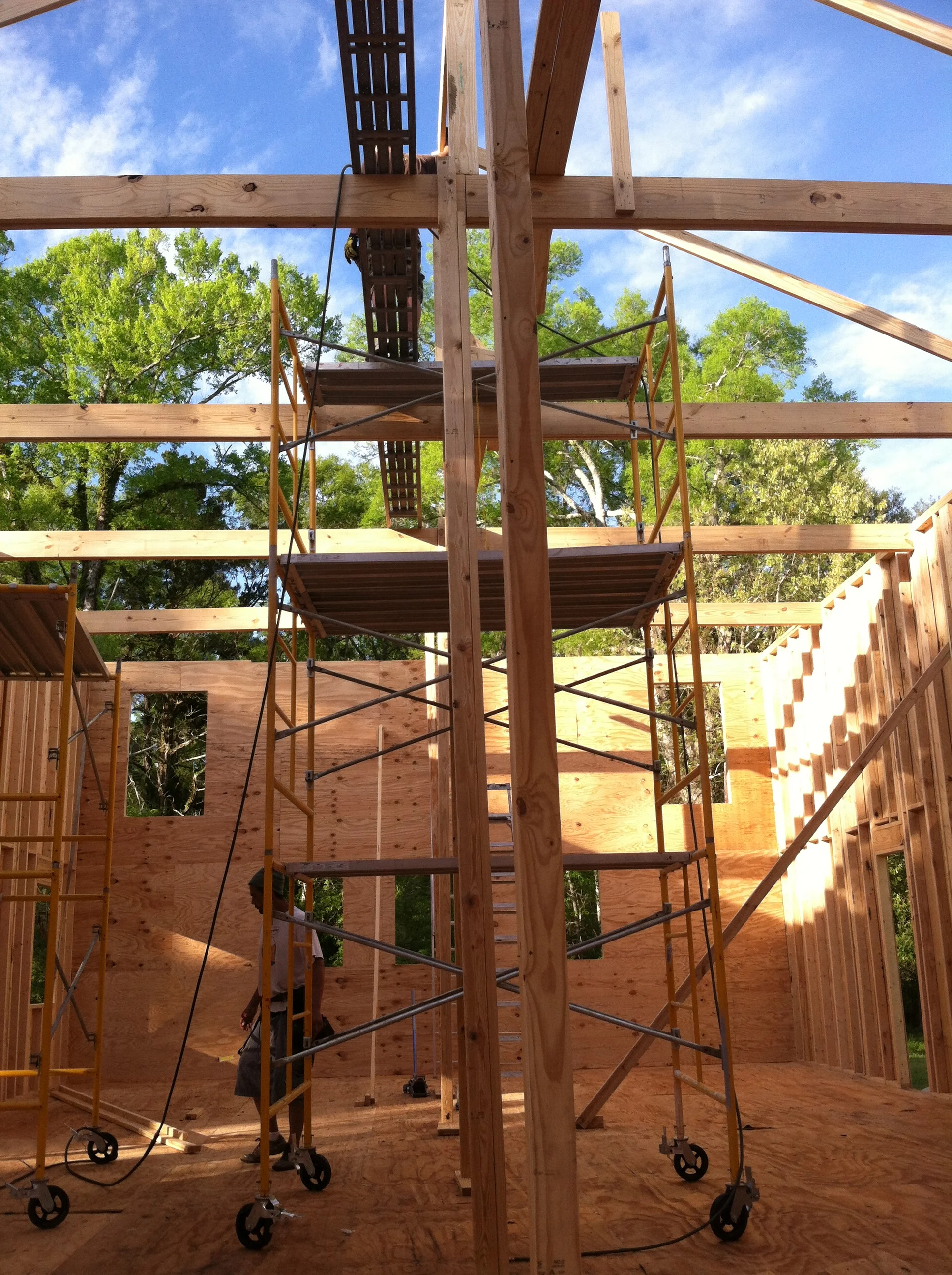 Constructing the main lodge
