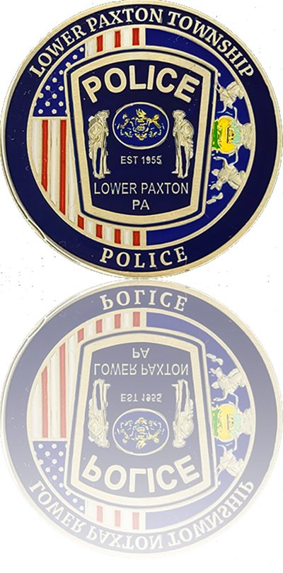 Custom challenge coin by Gray Water Ops Lower Paxton Police challenge coin