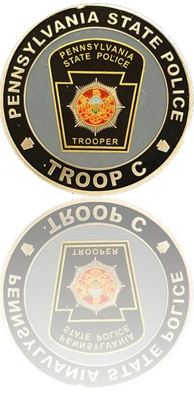 Custom challenge coin by Gray Water Ops PSP Troop C challenge coin