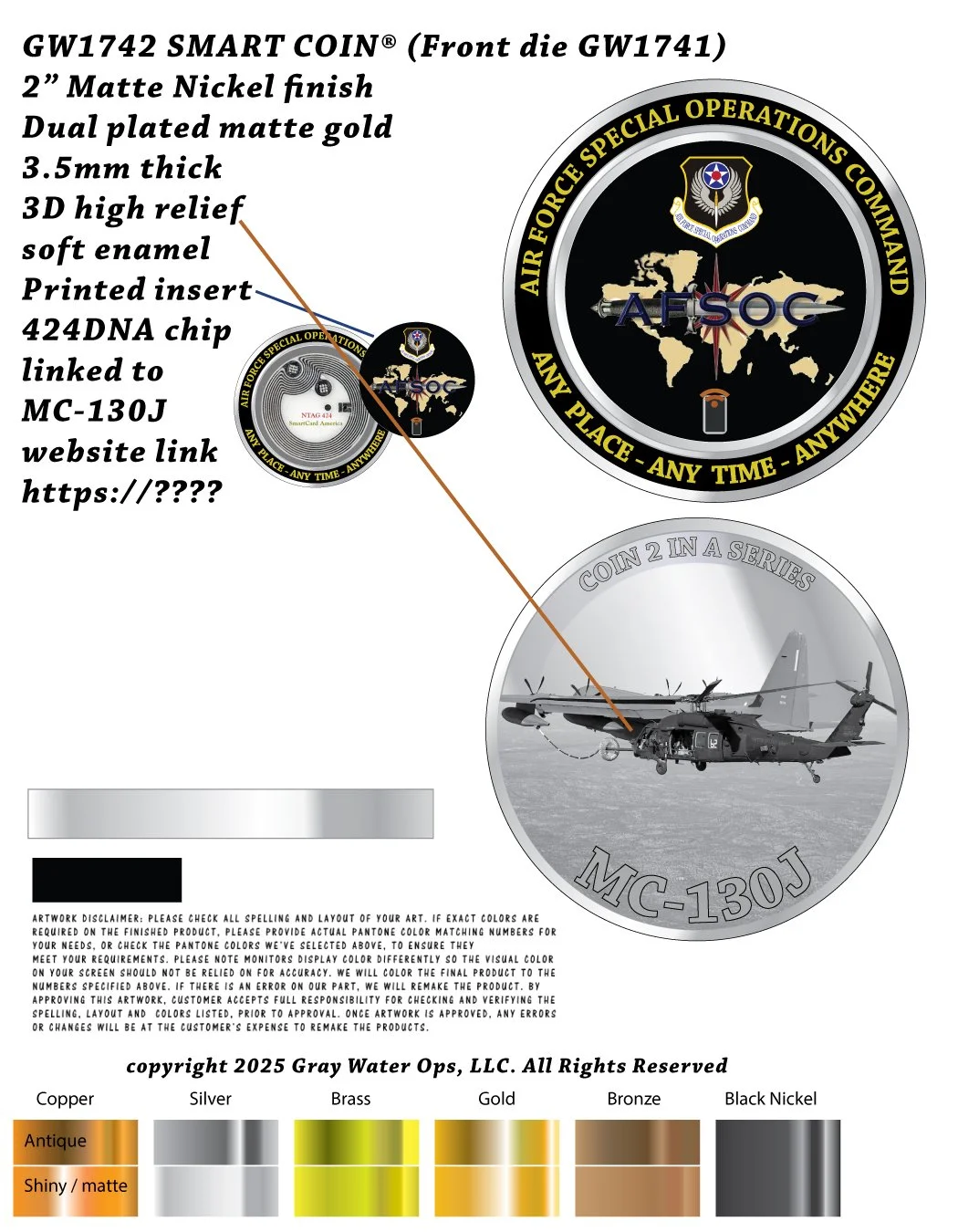 Air Force Special Operations Command Aircraft Series Coin 2 MC-130J Smart Coin®