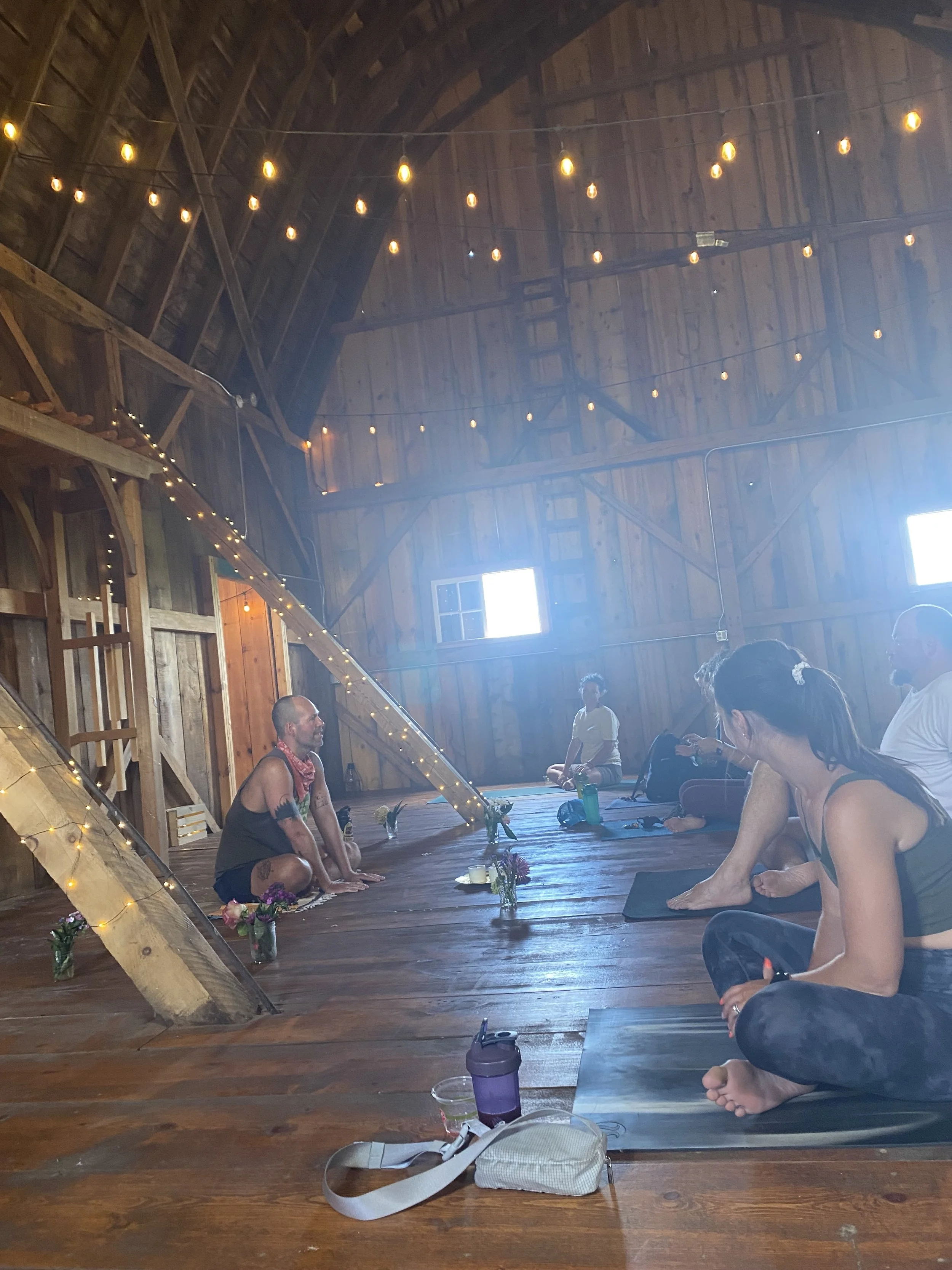 Small group yoga workshop.