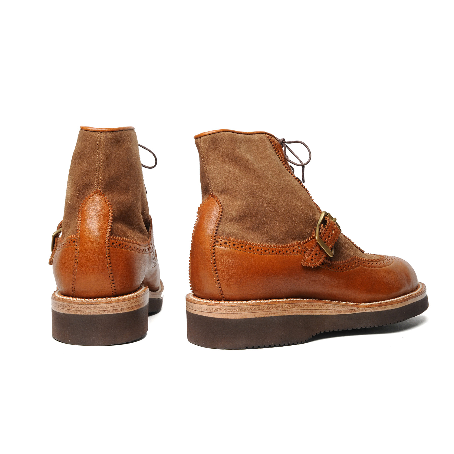 Sierra Wingtip Boots with Strap - MC Whiskey — YUKETEN