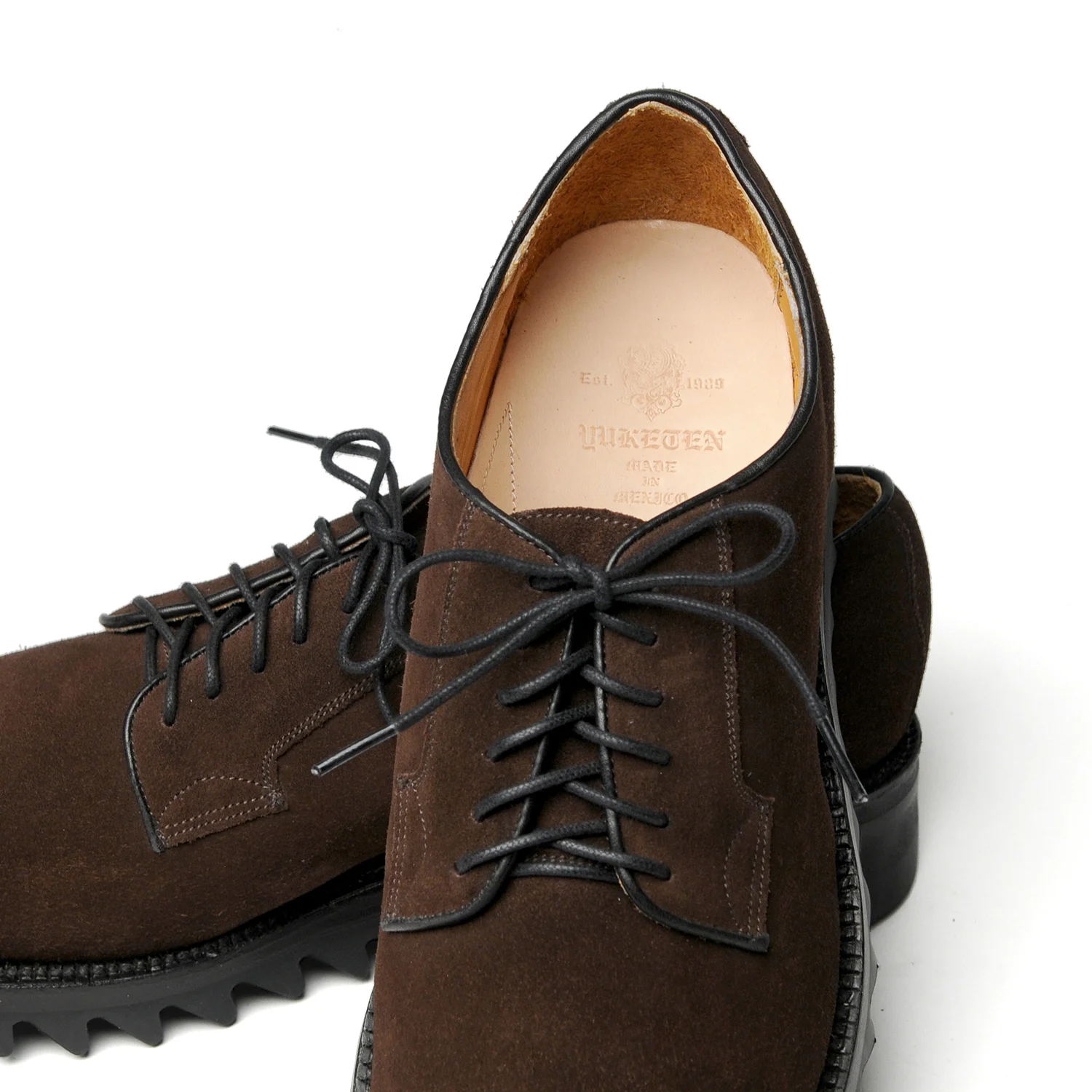 Plain Toe with Ripple Sole - Dk. Brown Suede — YUKETEN