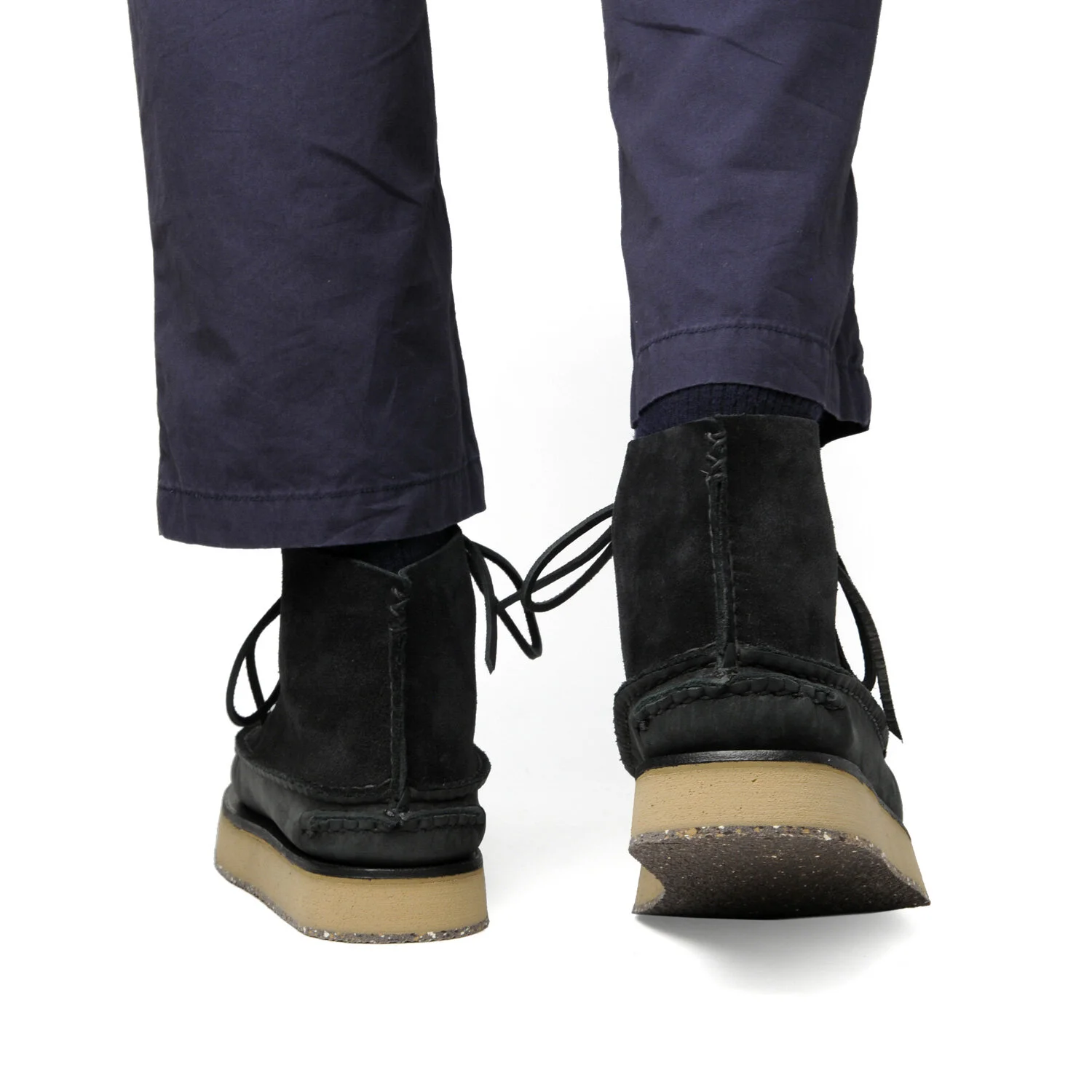 靴 yuketen WS All Handswen Sneaker Moc High w/ Rocker Sole - FO Black x D