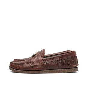 Bit Loafer with Camp Sole - Floral Embossed Latigo Leather [2 