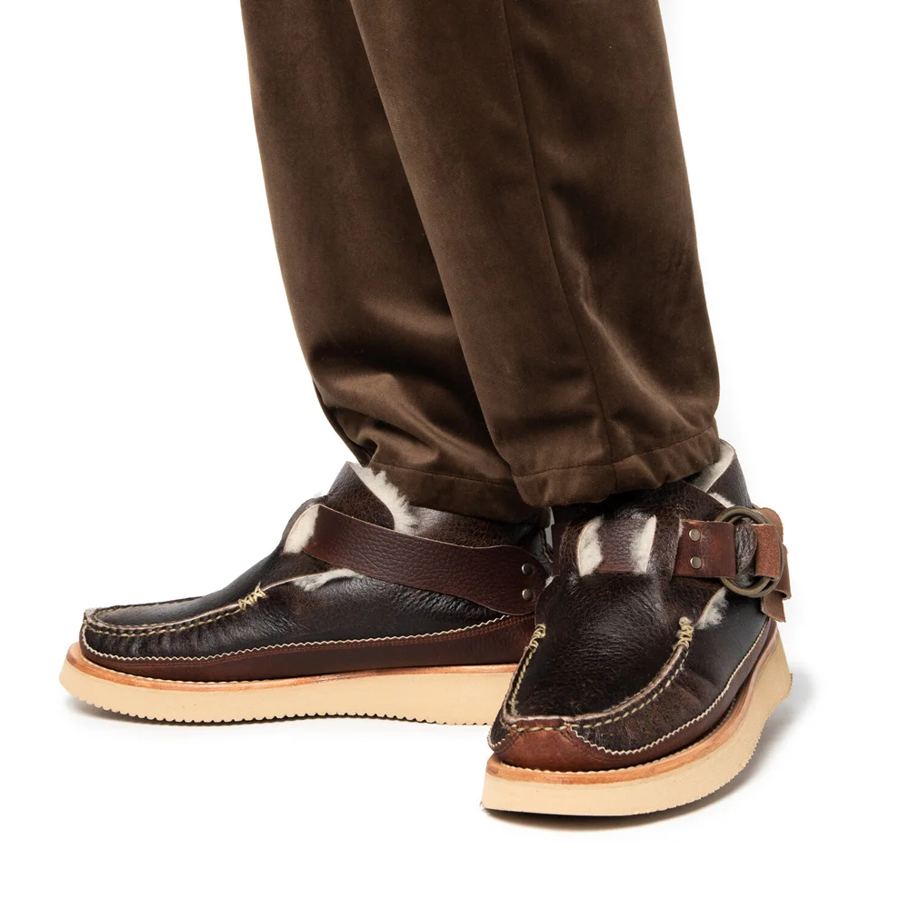 EUC Vintage Men\'s Handmade Ring Boots Leather Moccasin Slip-On w/ Buckle Ring Boots DB w/ 2021 - Antique Sheep Brown — YUKETEN main image 3