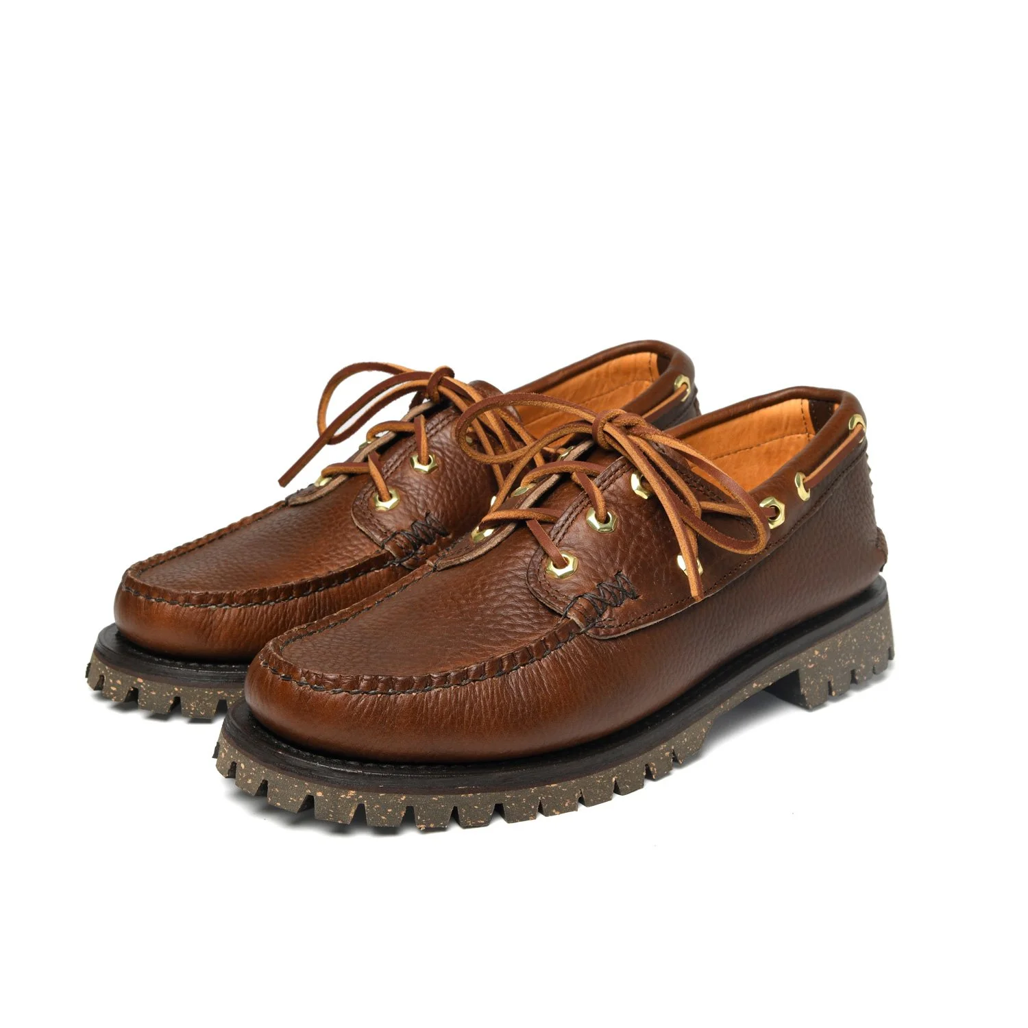 Hex Eyed Boat Shoe w/ Lug Sole - Grizzly FW24 — YUKETEN