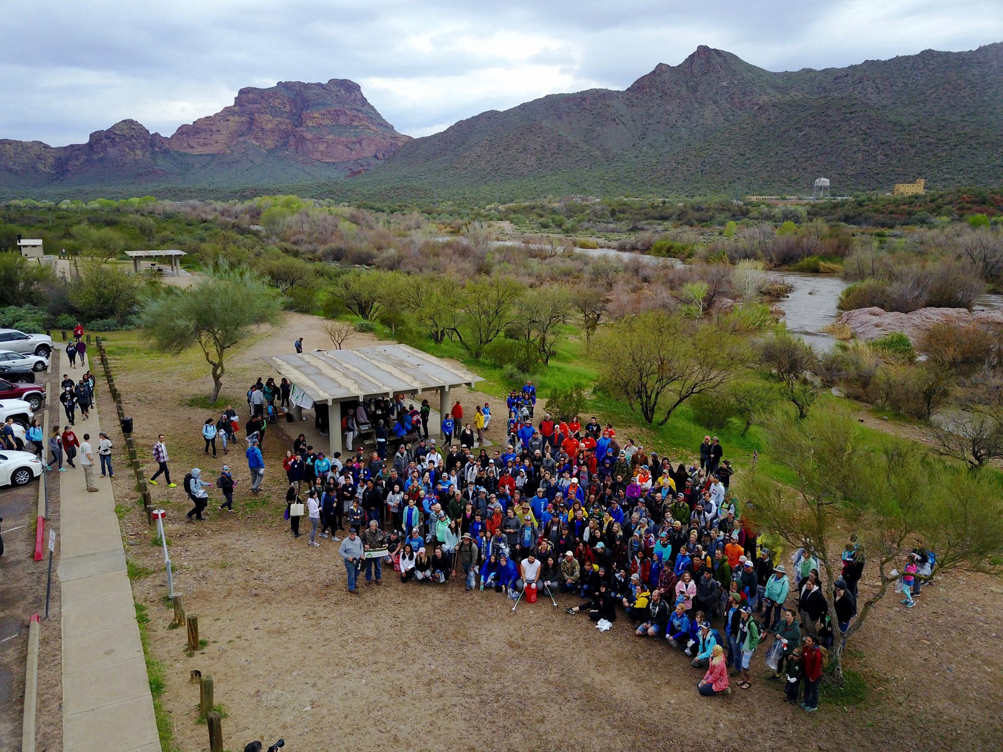 500+ volunteers start to arrive for a cleanup of the Lower Salt River. Photo courtesy of Milo LeBaron