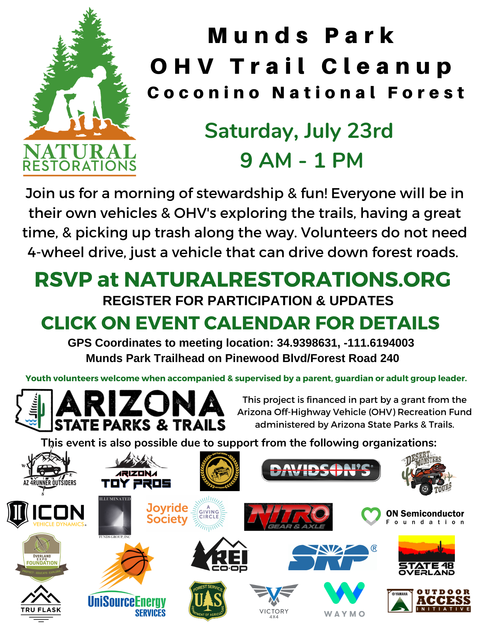 Munds Parks OHV Trail Cleanup Near Flagstaff — Natural Restorations