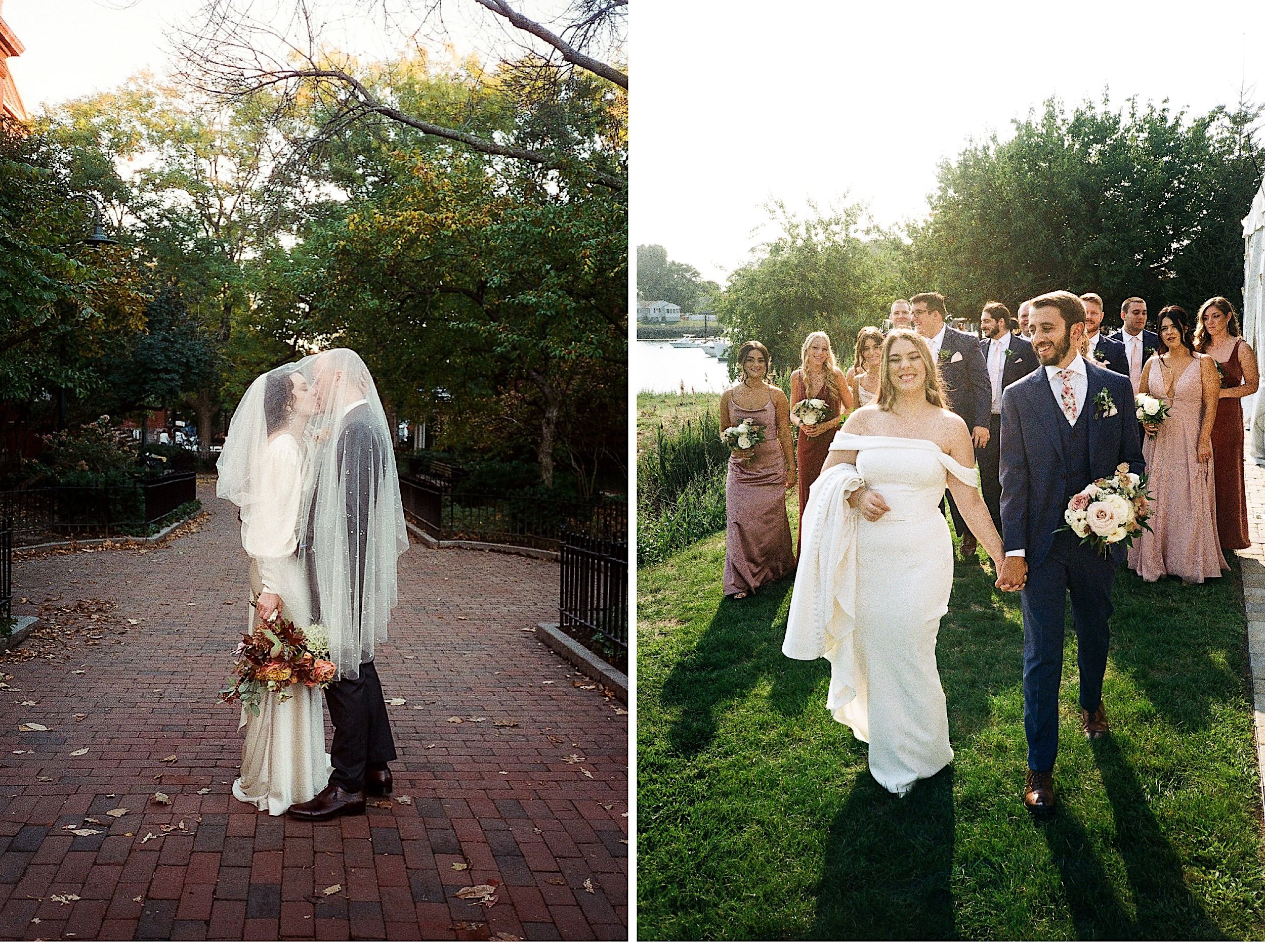 Film-ZacWolfPhoto-5-2_Scan21_Bride and groom with wedding party_Bride and Groom kissing underneath veil.jpg