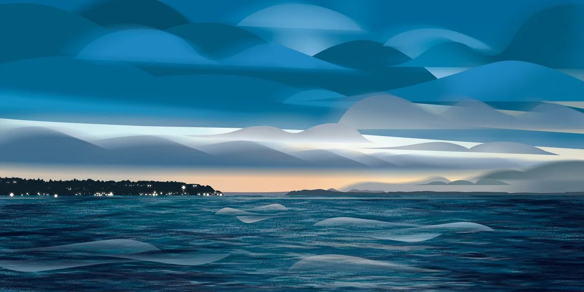 Double-Page Spread: Stormy Seattle Waterfront