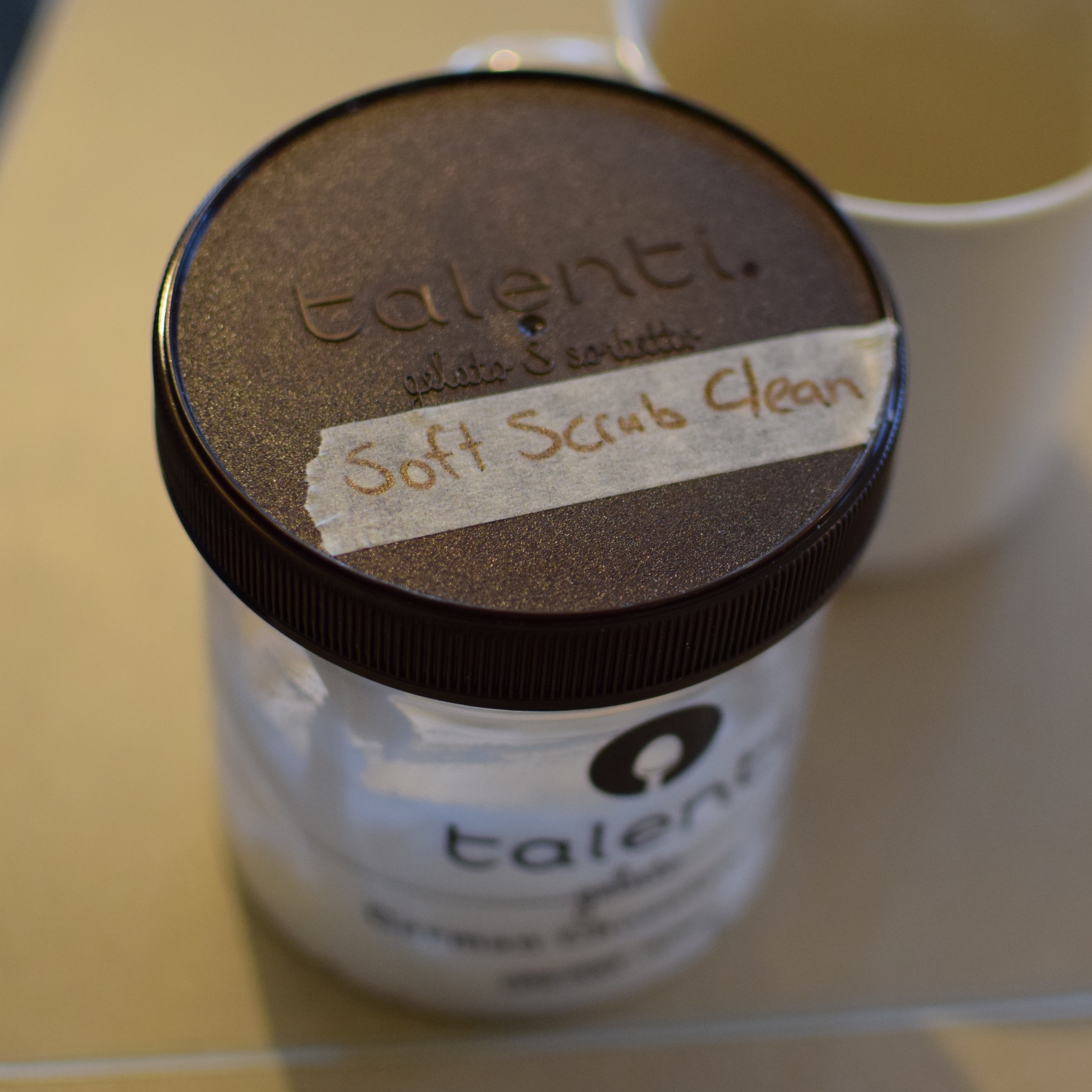 A jar of Caitlin's home-made, non-toxic cleaner