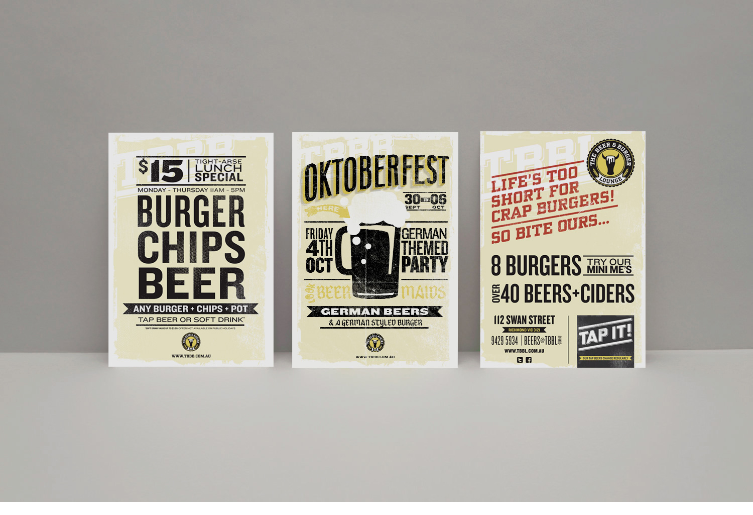 The Beer and burger lounge posters