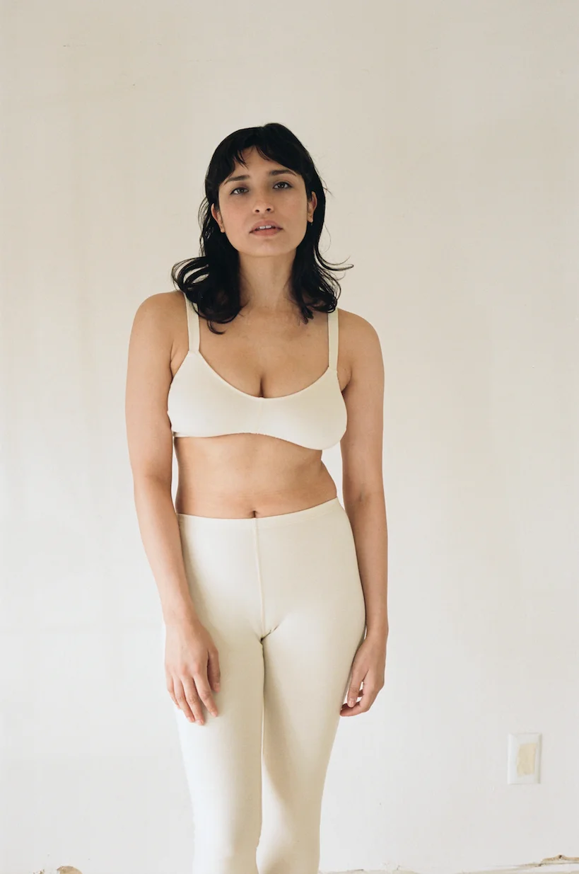 Pansy leggings organic cotton in Natural cream.