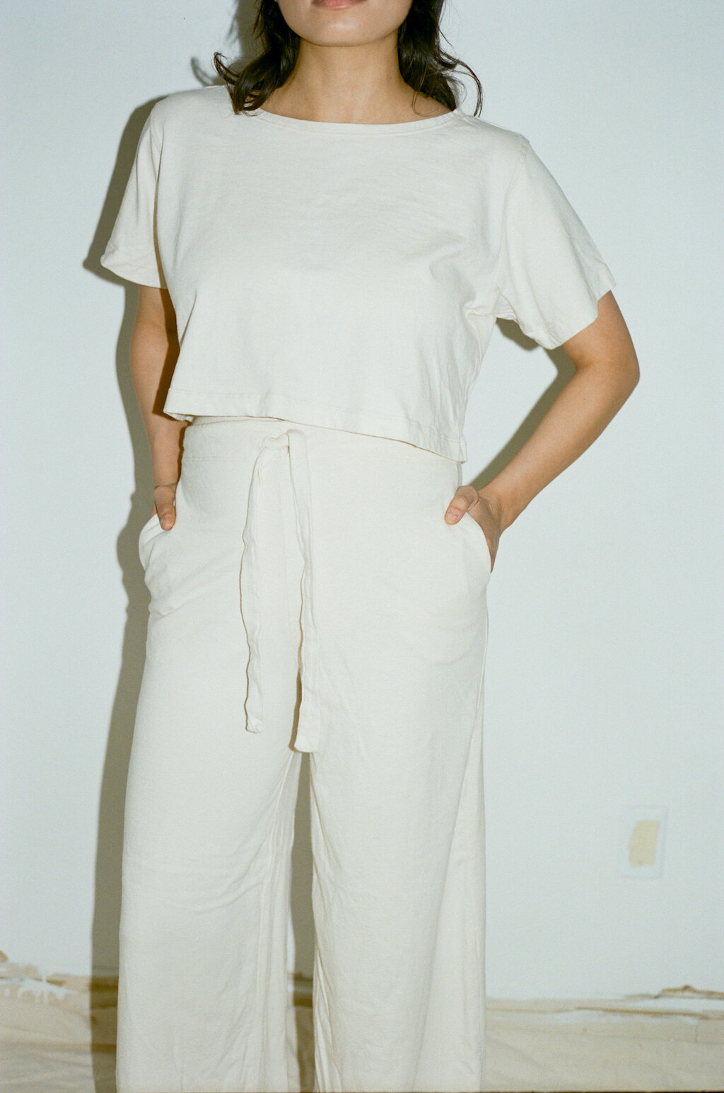 Pansy organic cotton crop top in natural.