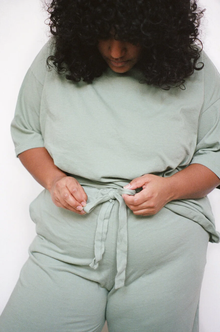 Pansy drawstring pants in Mermaid.