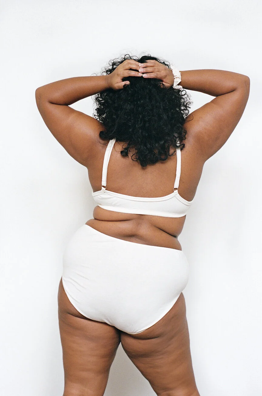 rear view of Pansy high-rise underwear in Natural