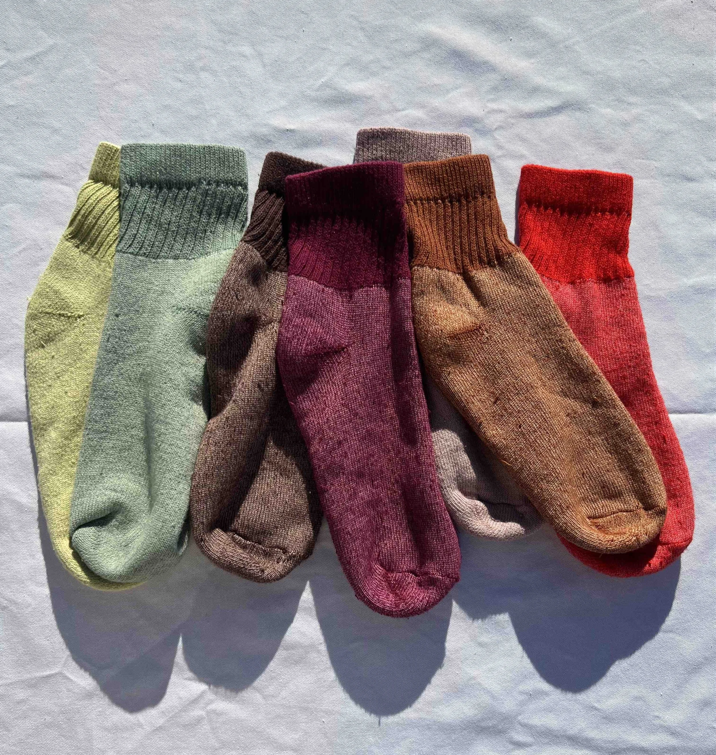 A stack of Pansy's organic cotton Short Socks in assorted colors