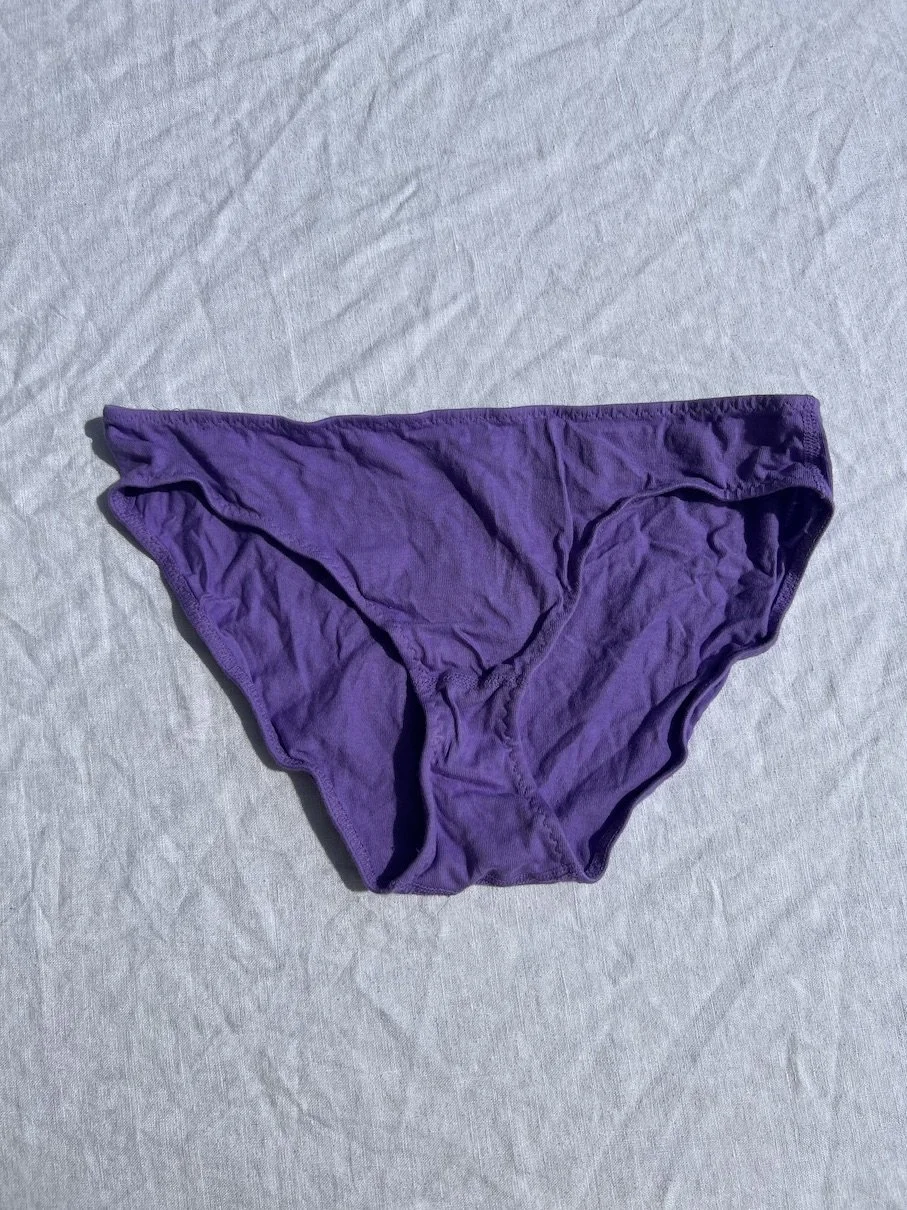 A flat photo of Pansy organic cotton low-rise underwear in lilac.