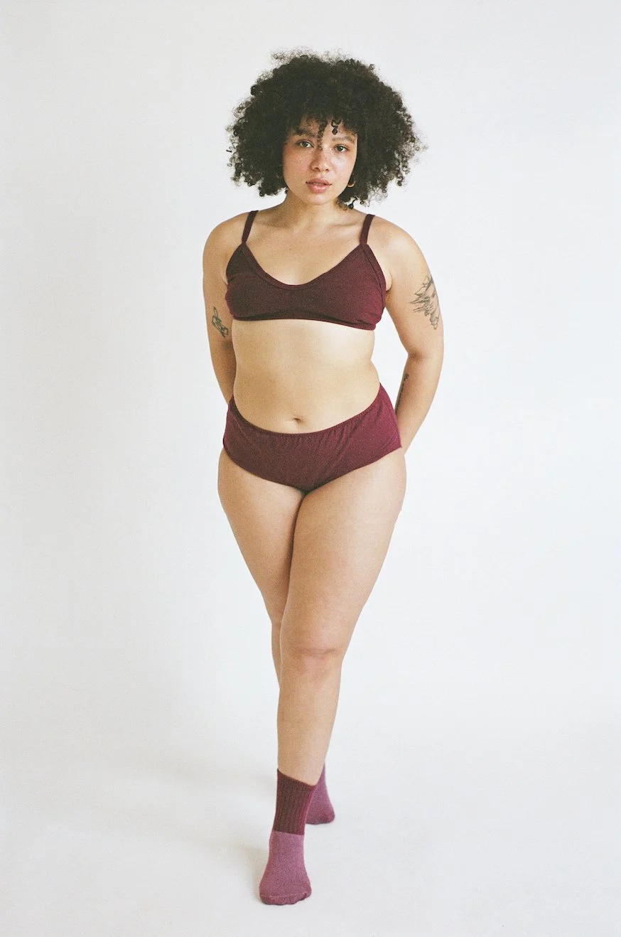 Front view of Pansy high-rise underwear in Wine.