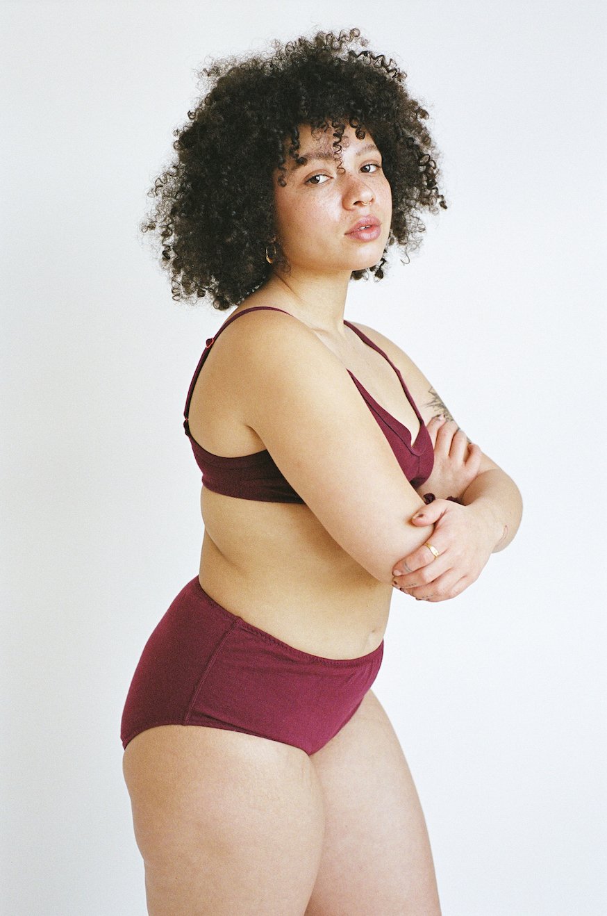 side view of Pansy high-rise underwear in Wine