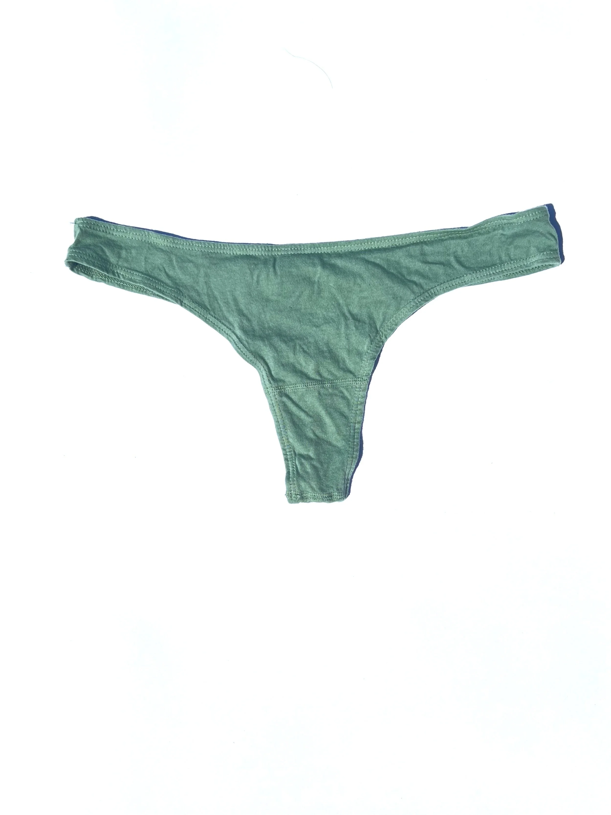 Front flat view of the Pansy organic cotton thong in Mermaid