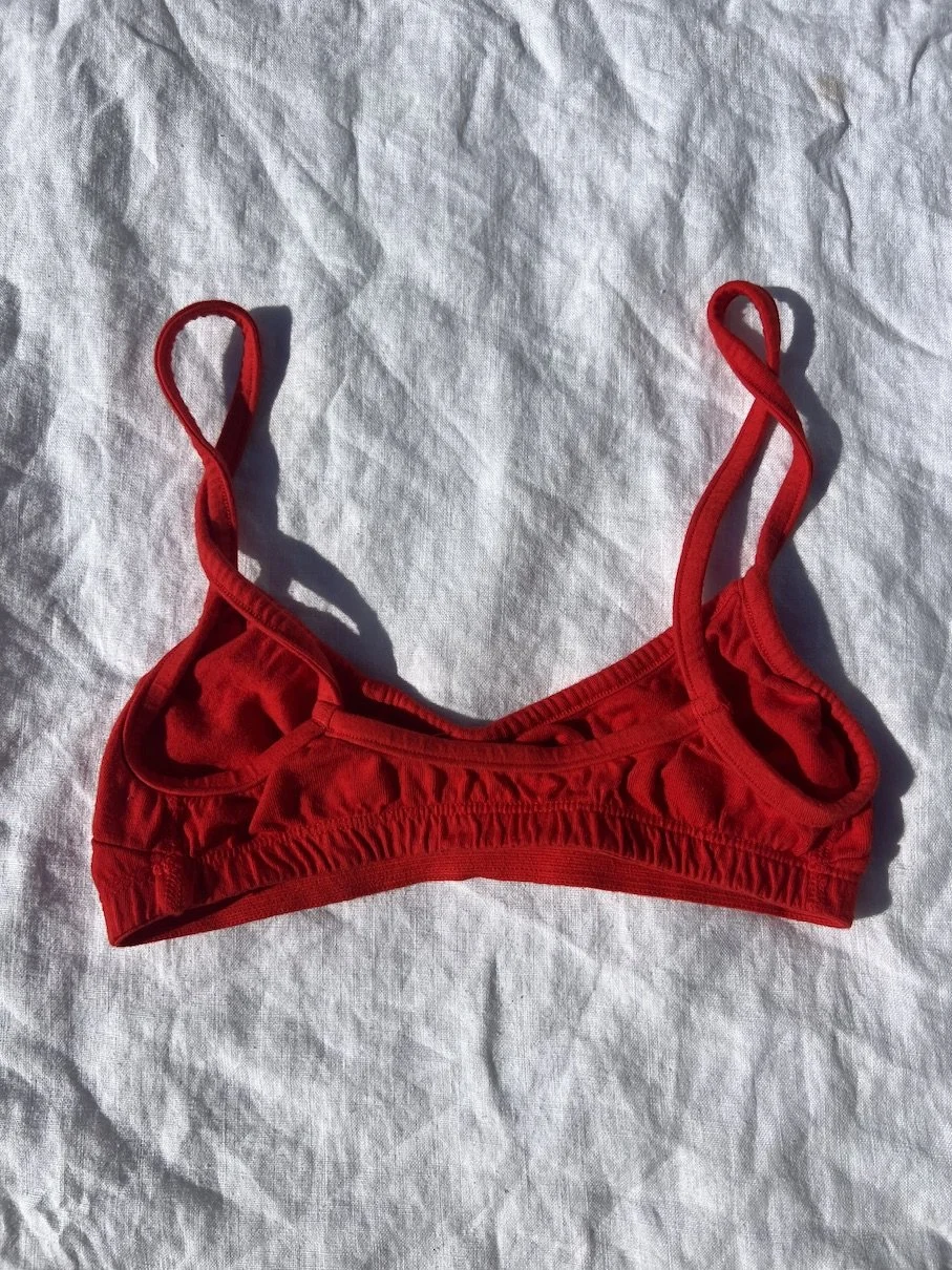 red almost smile bra sample back