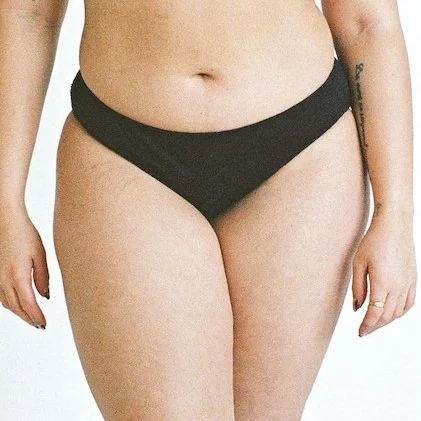 Wide view of Pansy low-rise organic cotton underwear in Black.