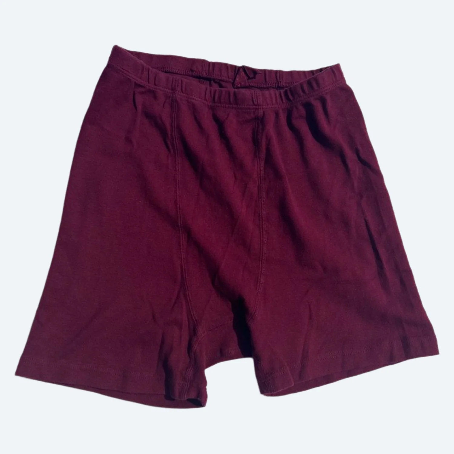 Front flat view of the Pansy organic cotton boxer briefs in color Wine