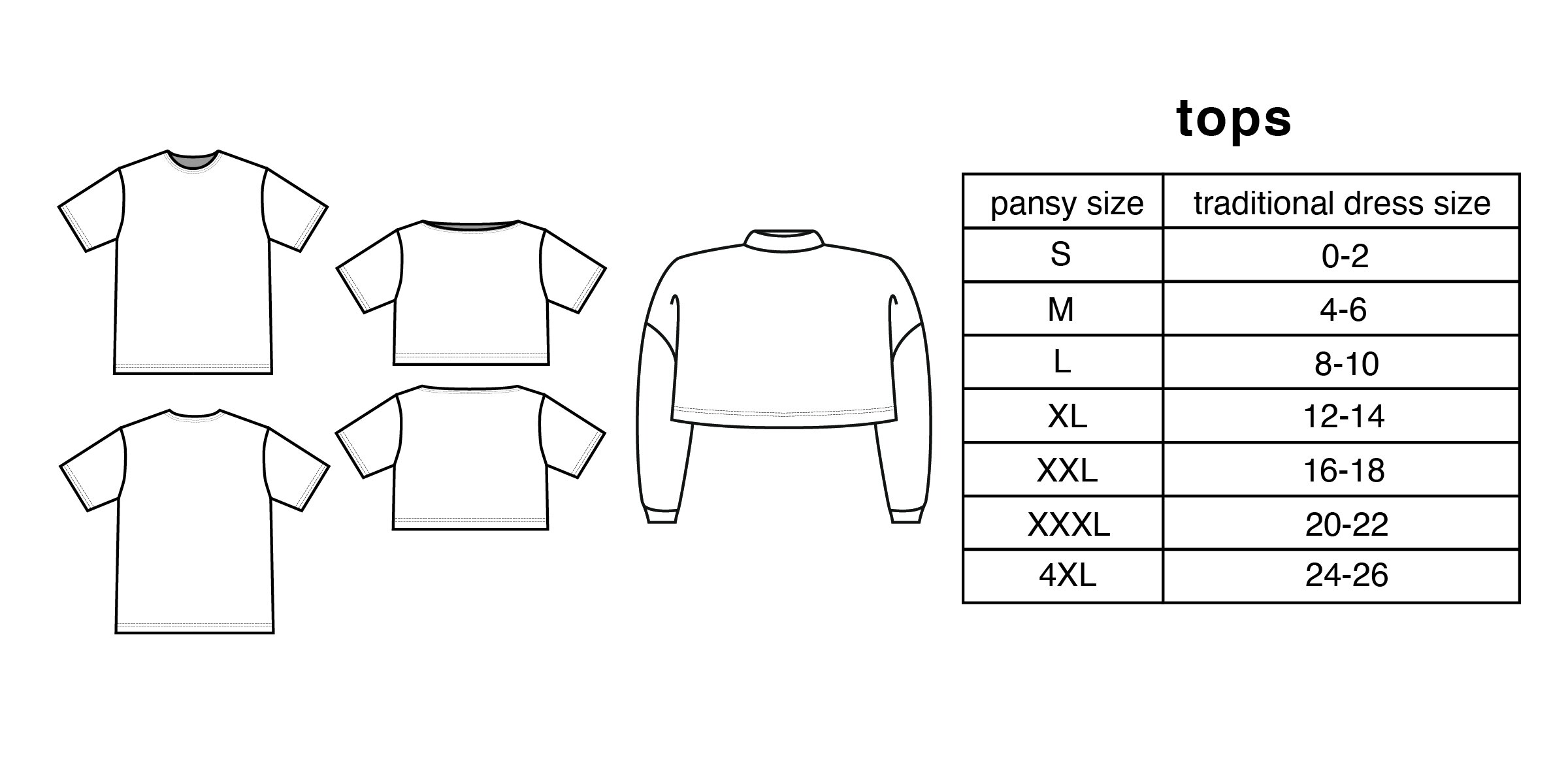 CLOTHING SIZE CHART — PANSY