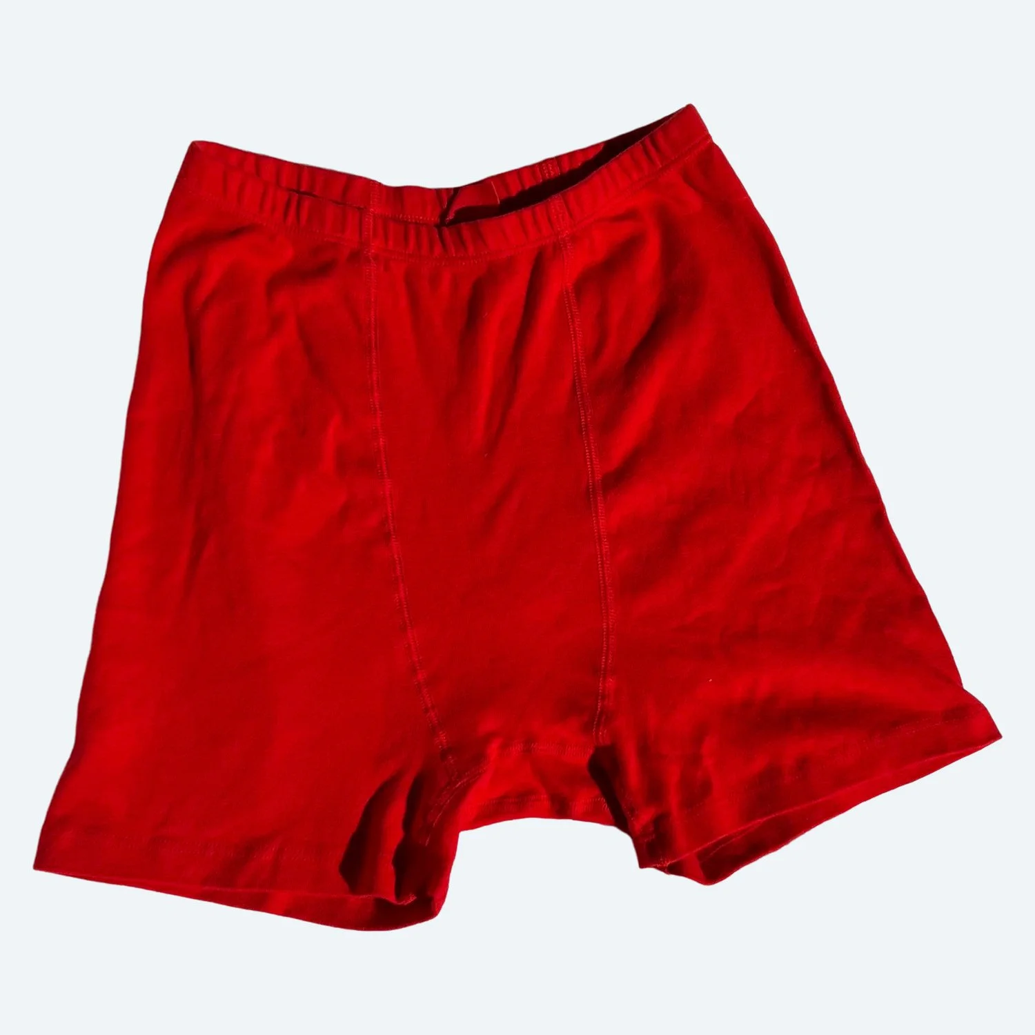 Front flat view of Pansy organic cotton Boxer Briefs in Red.