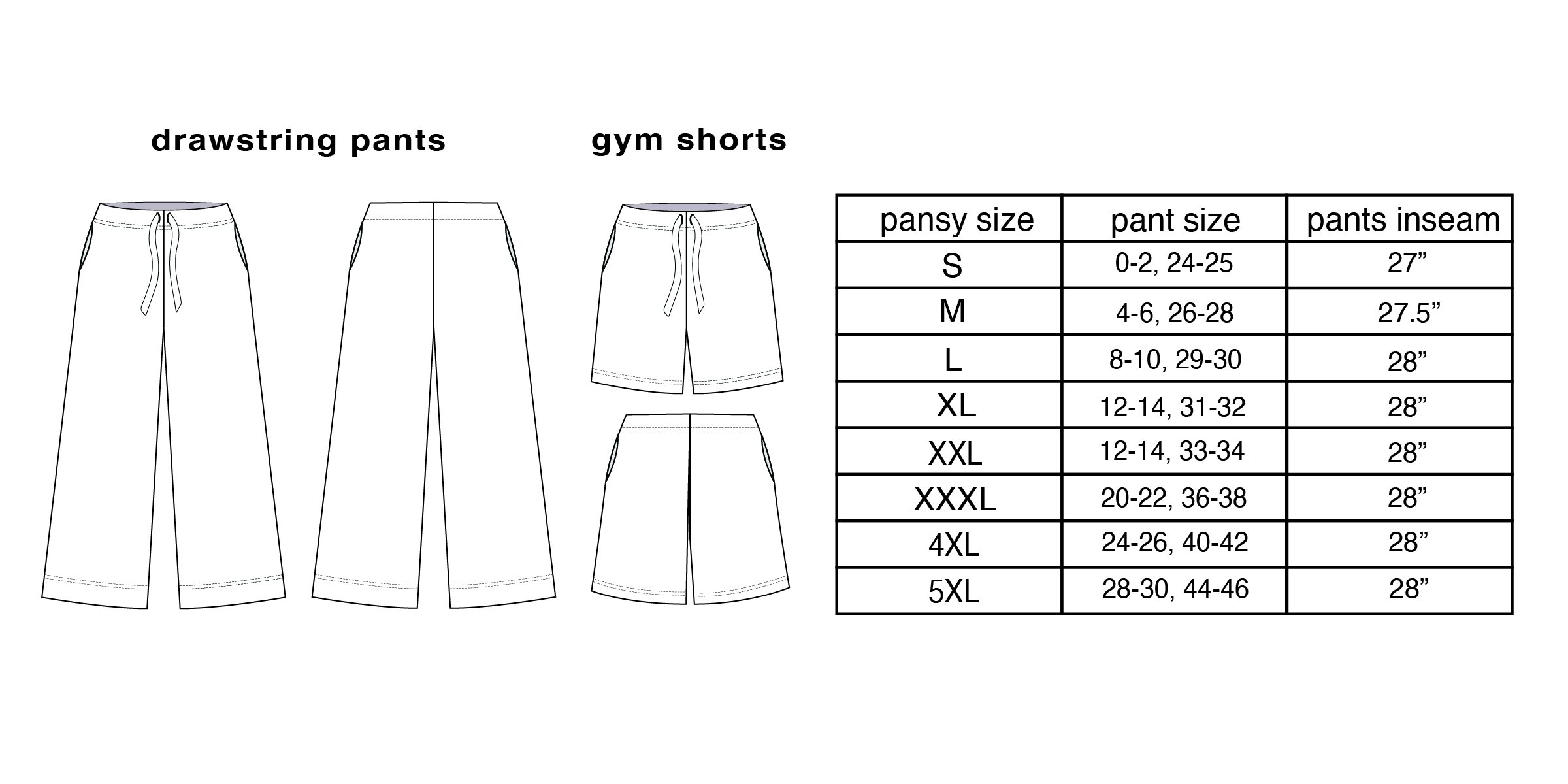 Size chart – The Leggings Llama at Rhinestone Gypsy Ranch