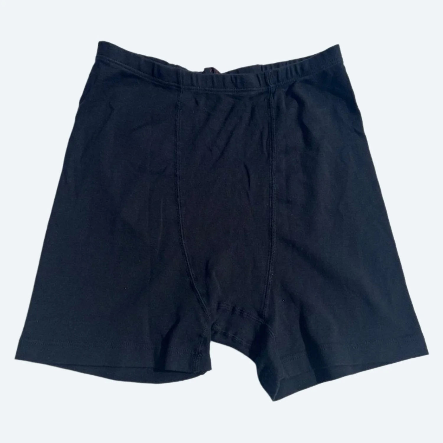 Front flat view of Pansy organic cotton Boxer Briefs in Black.