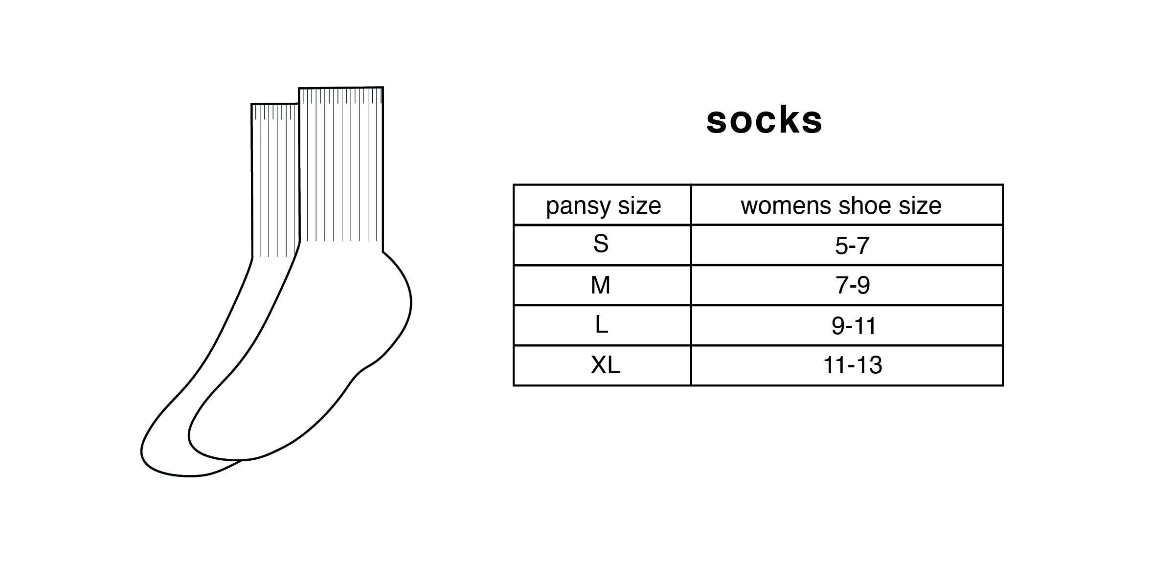 SOCK SIZE CHART — PANSY