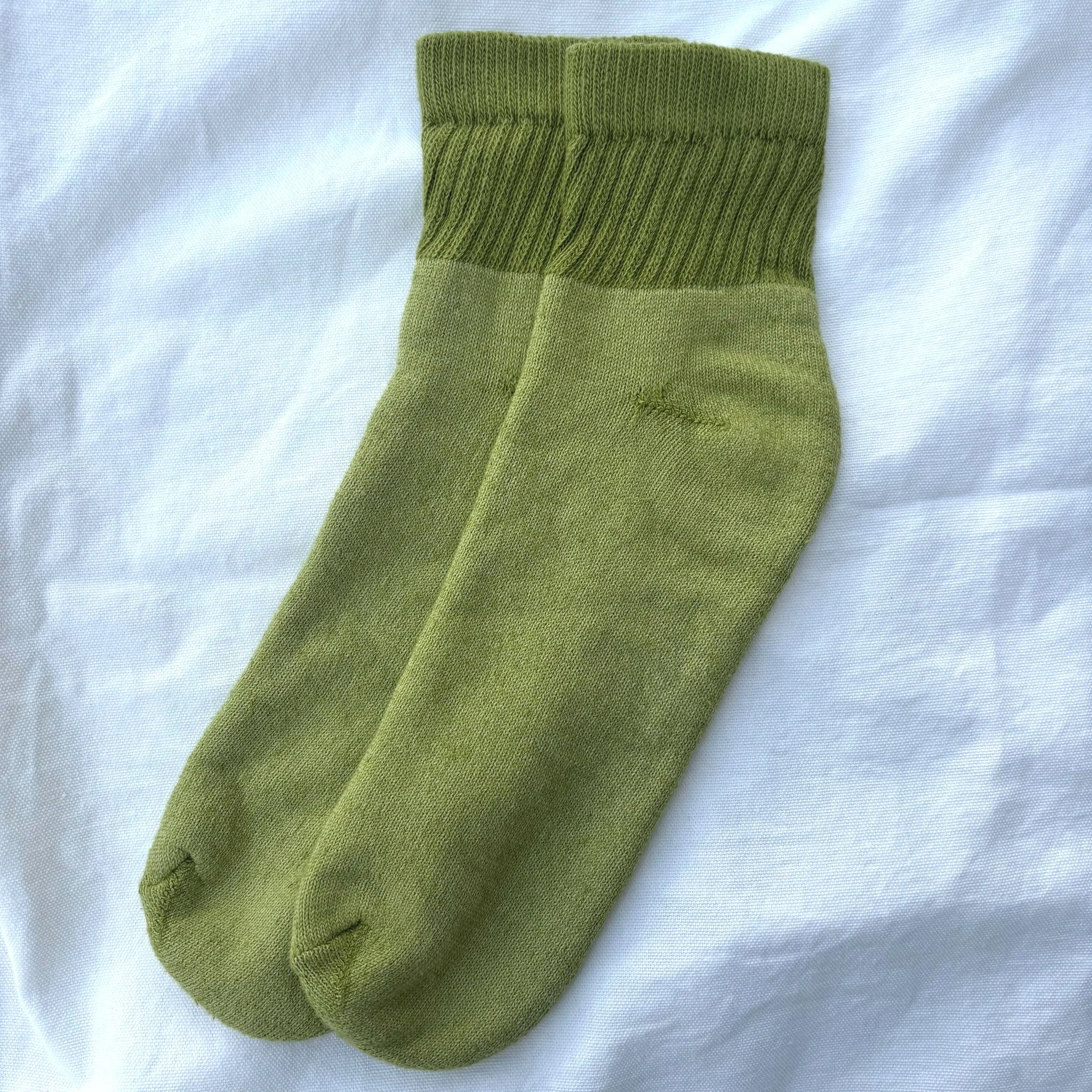moss green short socks made in USA organic cotton