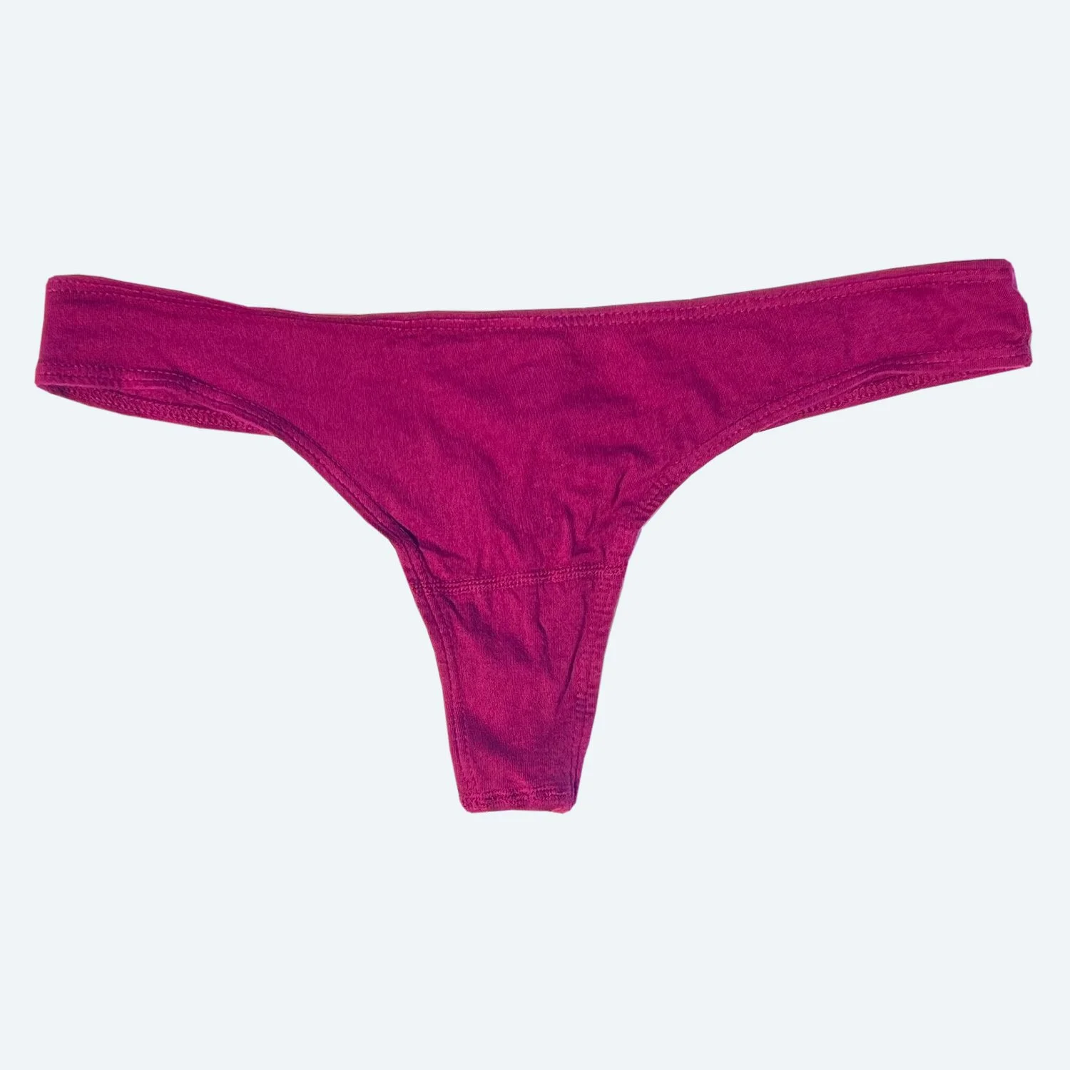 Front flat view of the Pansy organic cotton thong in Wine