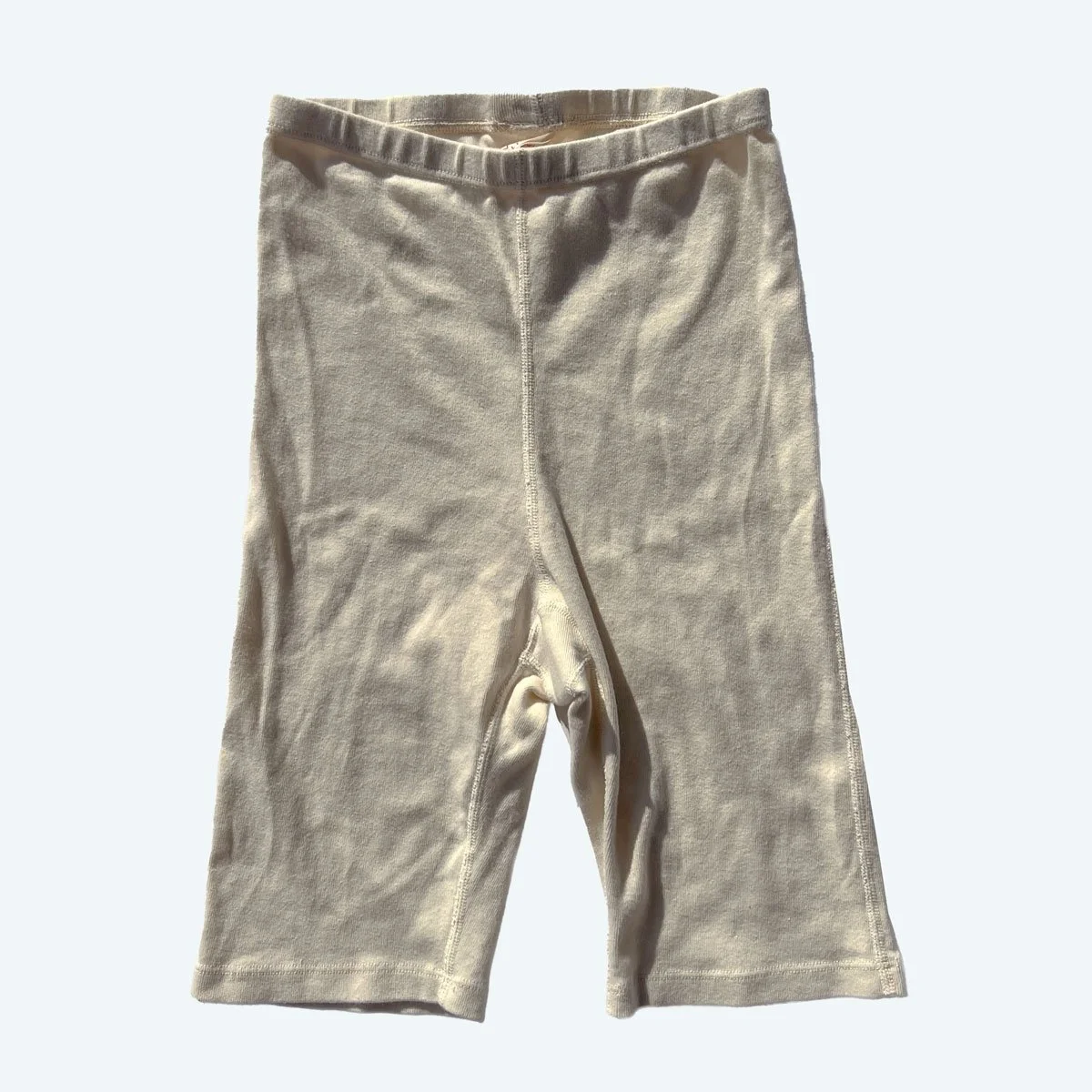 Front view of Pansy undyed natural organic cotton bike shorts
