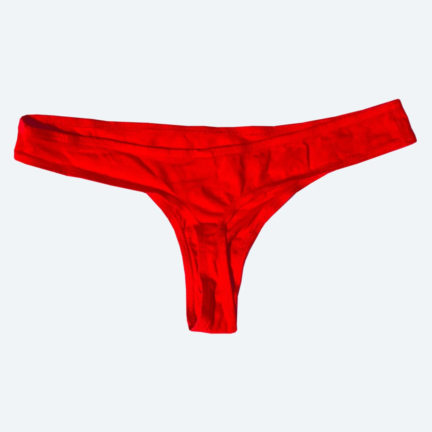 Rear flat view of the Pansy organic cotton thong in Red