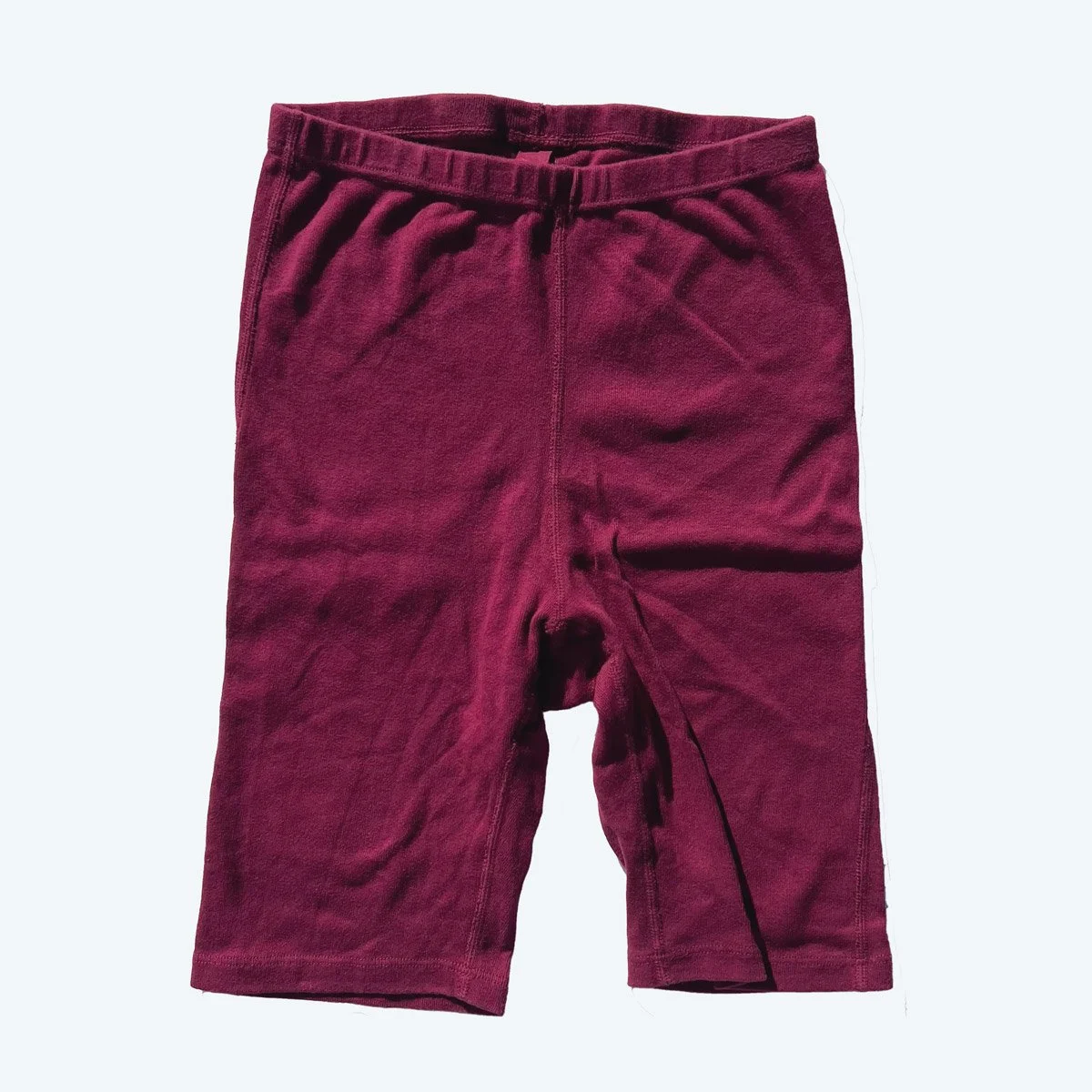 Front view of Pansy organic cotton bike shorts in color wine