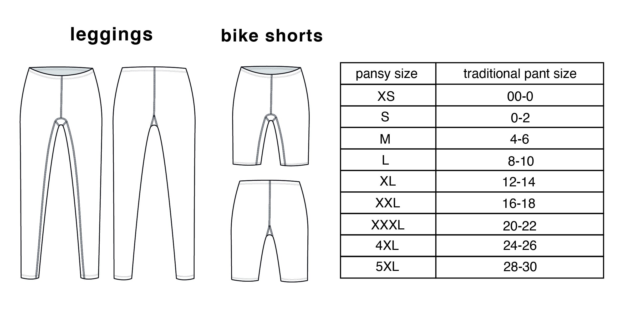 CLOTHING SIZE CHART — PANSY
