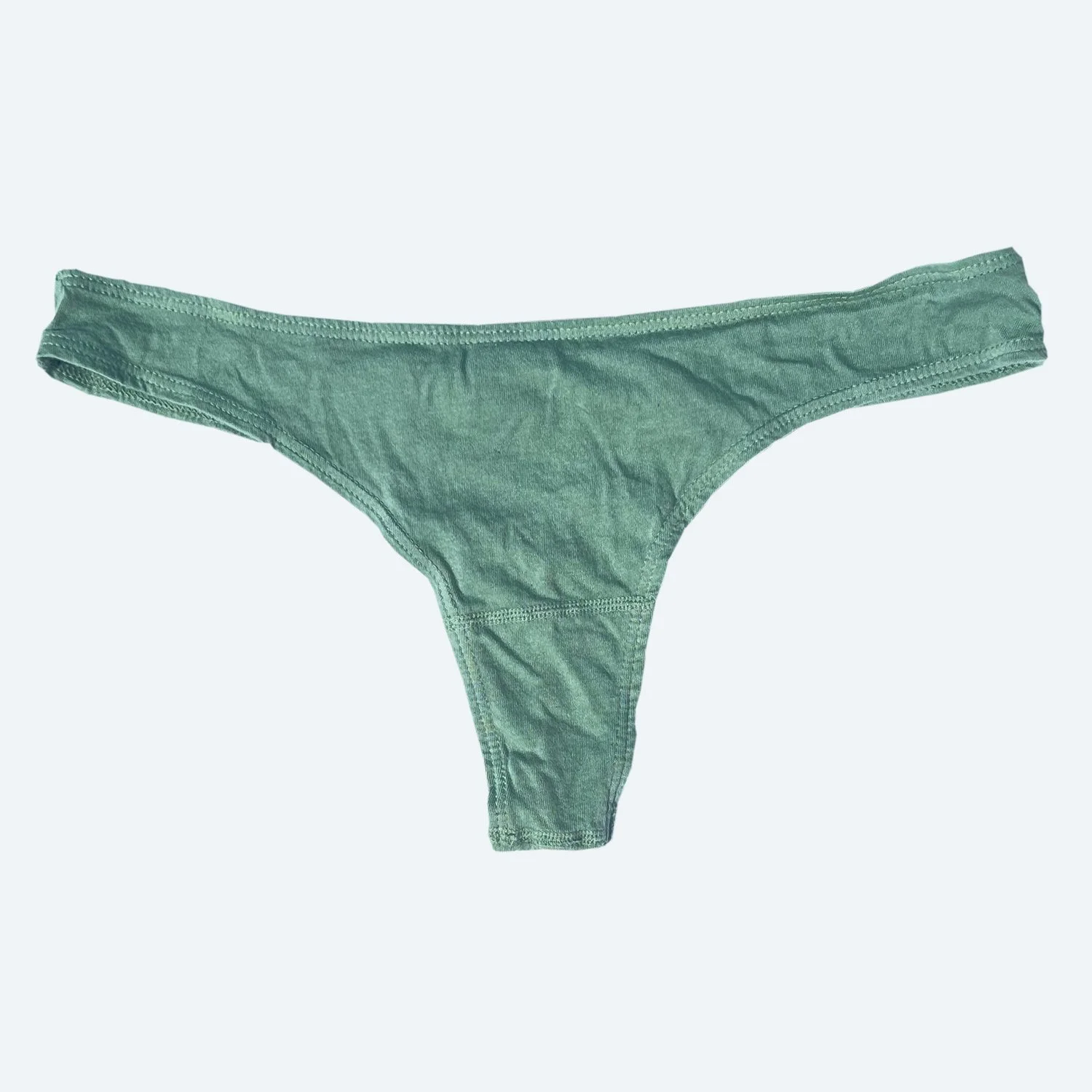 Front flat view of the Pansy organic cotton thong in Mermaid