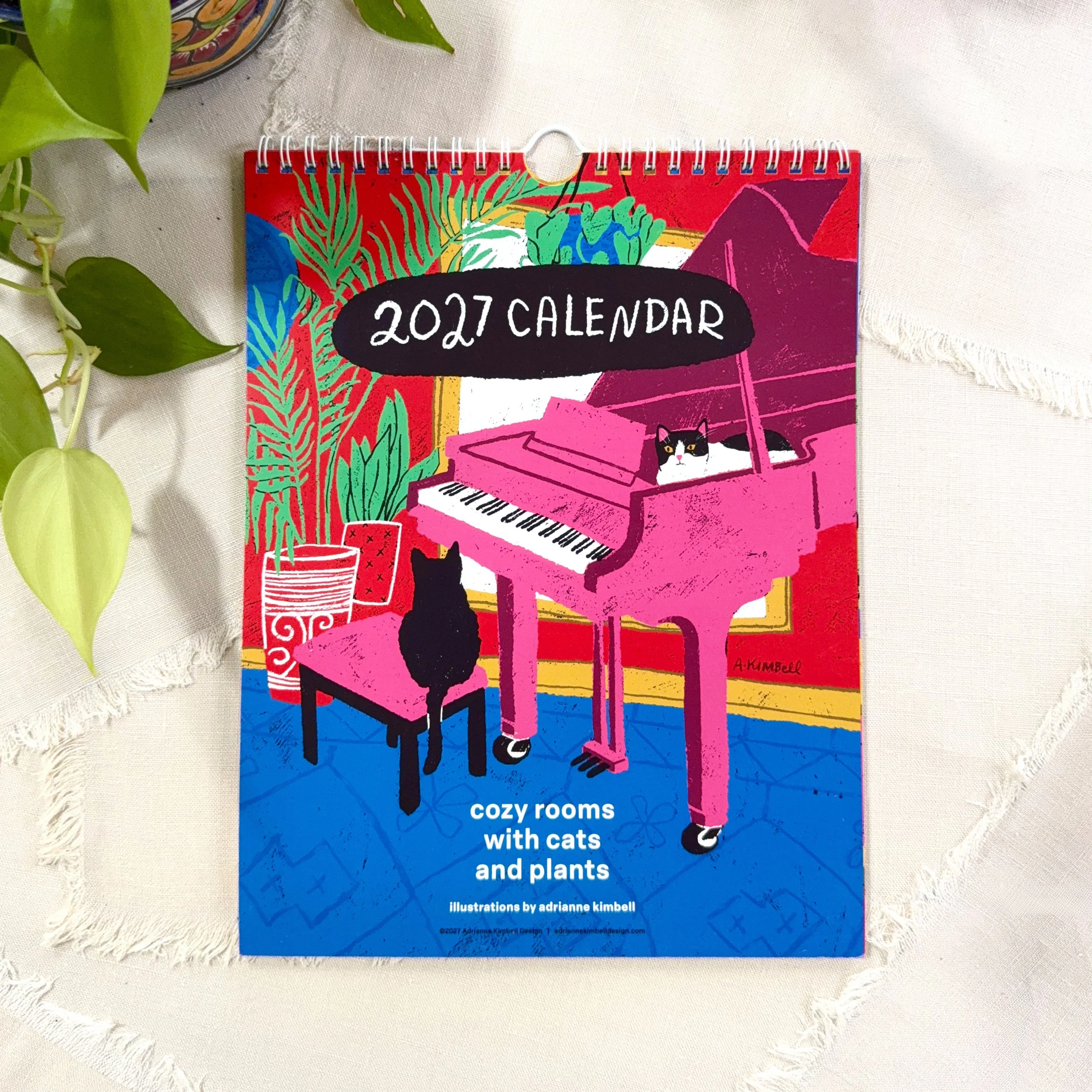 2027 Wall Calendar, Small Version (8.5" x 11")  |  Cozy Rooms with Cats and Plants