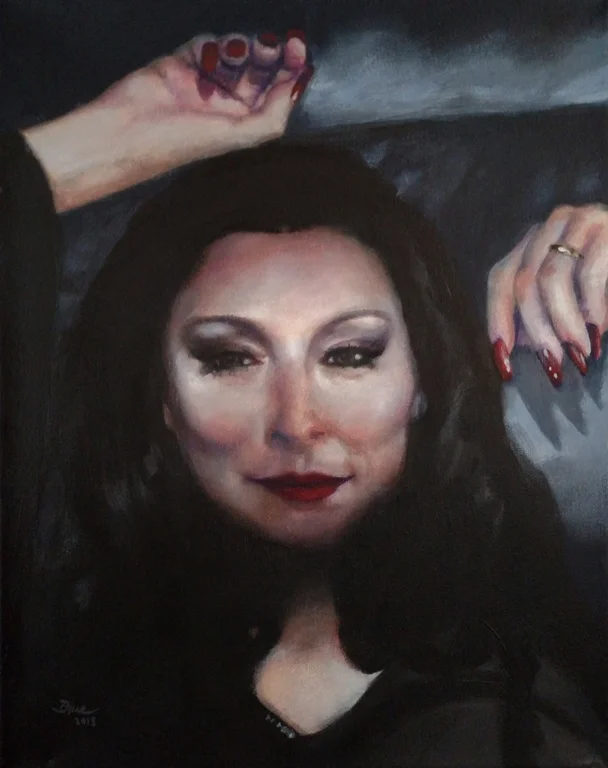 Huston as Morticia Addams