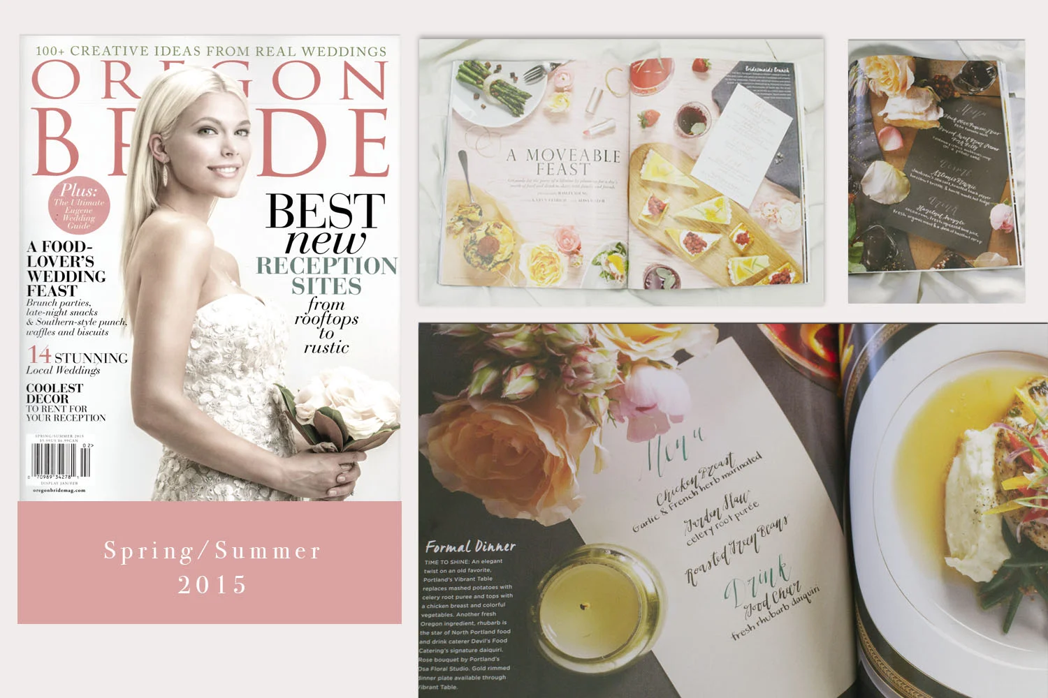 My calligraphy was featured in a six-page spread in Oregon Bride magazine.