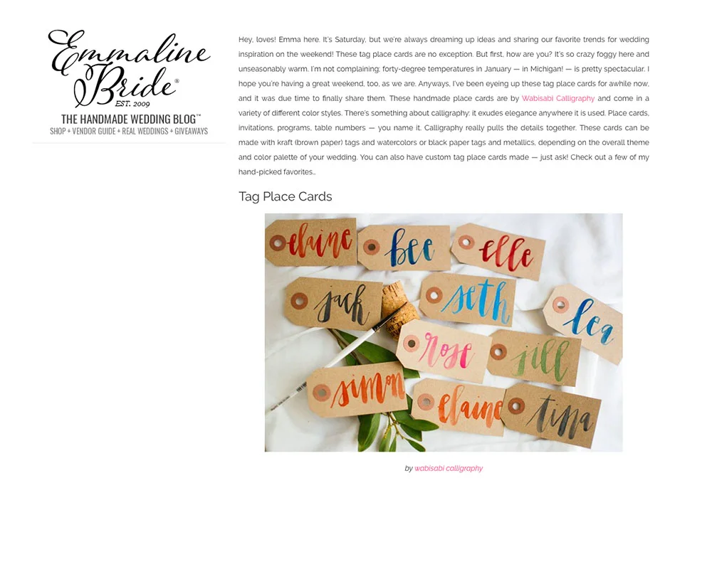Featured in Emmaline Bride, January 2017