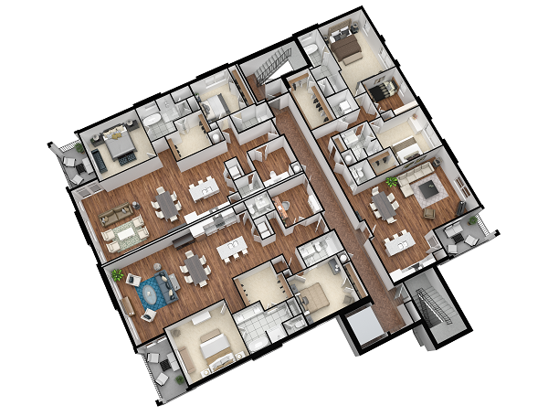 What your house might look like if you were a bird and it had no roof. Just kidding.. :) 3d floor plans are a great way to know if how you are planning to lay out your house or new development is going to work.