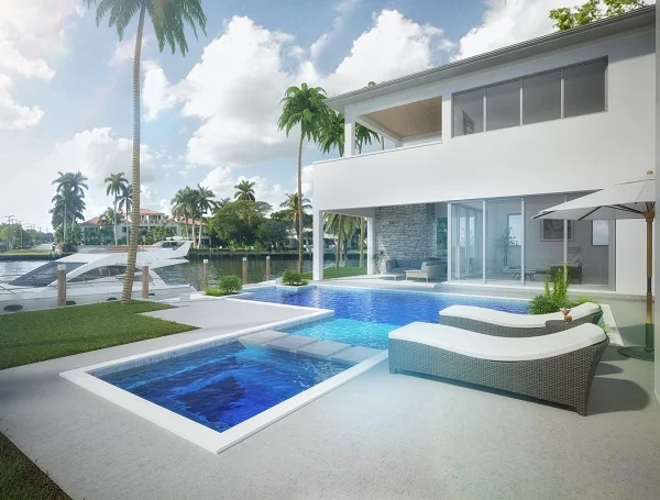 When you look at this kind of rendering, you have to really force yourself to not attempt to jump inside your screen and into the pool. A beautiful house and it’s pool area that make us want to be there! Looks like an awesome place for a holiday (or to live!)