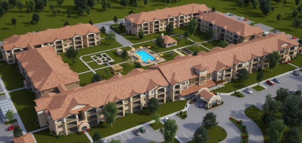 We loved the way our client wanted the pool to be the center point of this aerial visualization , and we chose the right angle, illumination and colors to make it stand out, almost like the beautiful blue of an eye.