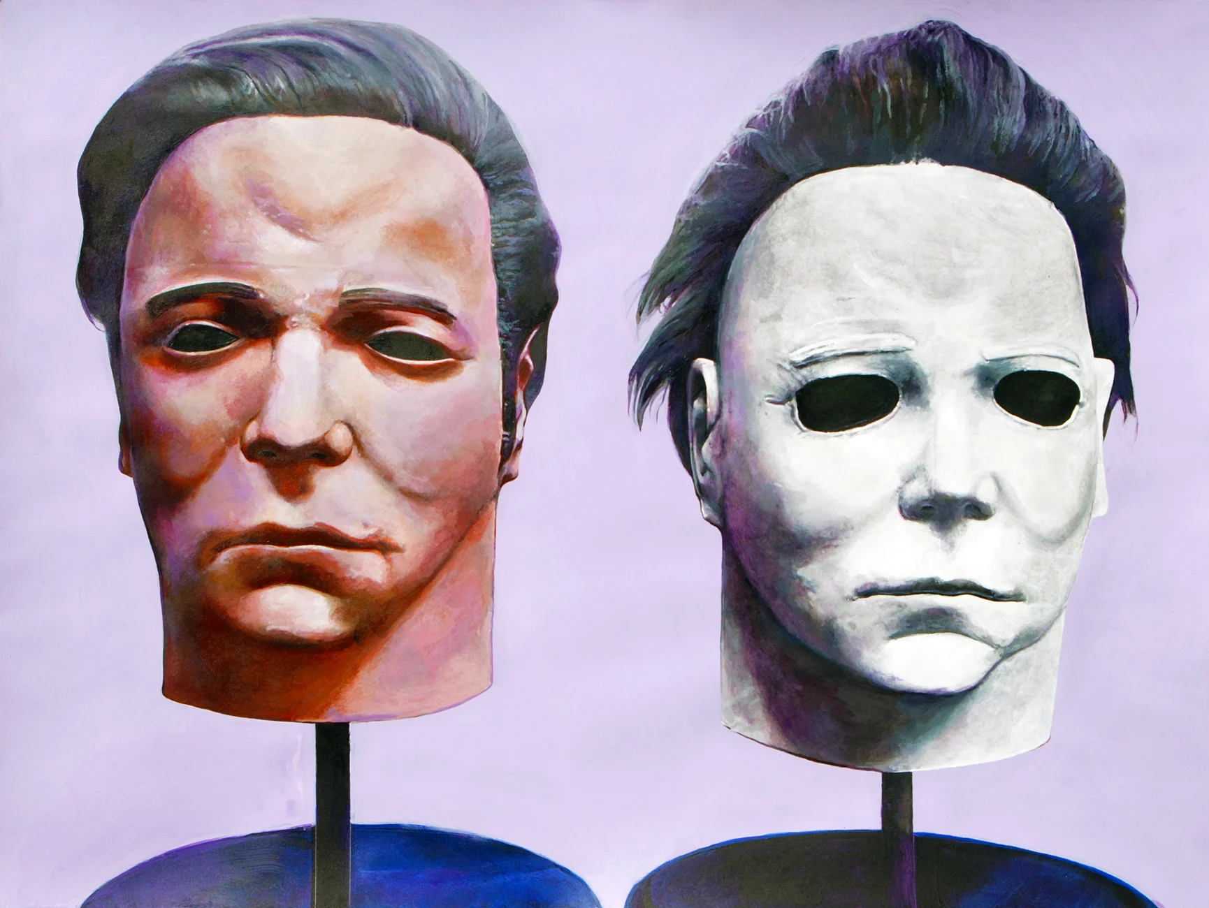 William Shatner Mask . Michael Myers Mask, graphite and acrylic on paper, 61x46cm