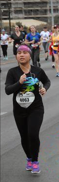 Lilian running the 2016 Austin Marathon